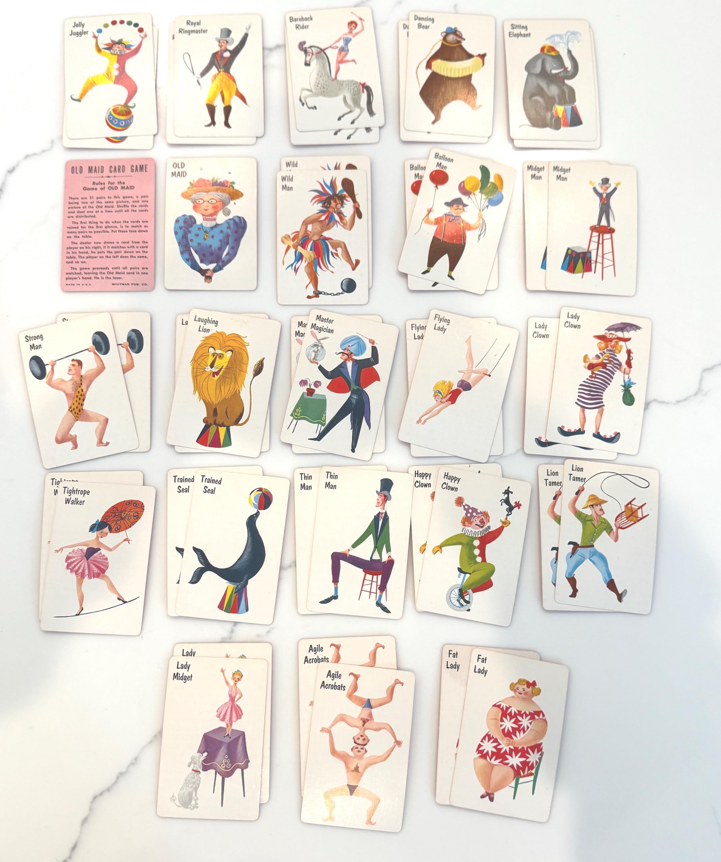 old maid vintage card game rare 1950s whitman 4109 play ready