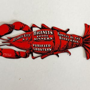 Vintage Hackney's Lobster Die Cut - Atlantic City Boardwalk Ephemera