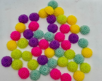 Resin Flower Cabochons: 3/8" Round Flatback Embellishments, 50 Pieces