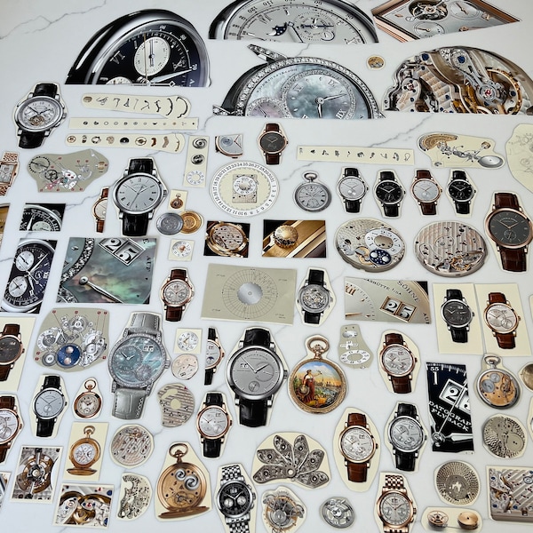 Paper Ephemera,Watch theme,timepiece  theme,80pieces,cutouts,hand cut 2008,Embellishment,Decoupage,confetti,paper crafting,scrapbooking