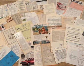 Vintage Paper Ephemera Bundle: 50 pieces, Scrapbooking, junk journal, collage
