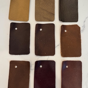 Leather Sample Lot, 4x2 Inch Crafting Patches 9 pieces Classico