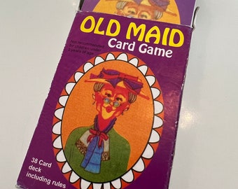 Vintage Old Maid Card Game, Complete 38 Card Deck including Rules Original Box,vintage game ephemera,old games,vintage cards,playing cards