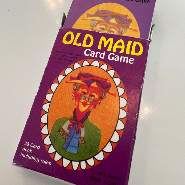 Vintage Old Maid Card Game, Complete 38 Card Deck including Rules Original Box,vintage game ephemera,old games,vintage cards,playing cards