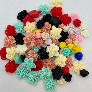 Resin Rose Cabochons assorted sizes,Carved Floral Embellishment,Flatback for DIY,Jewelrymaking,Earrings,craft supply,craft Embellishments