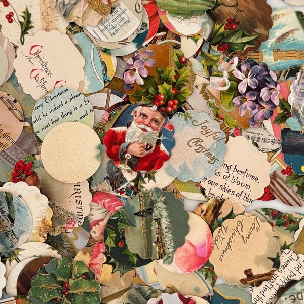 Antique Christmas Ephemera: Early 1900s Holiday Scatters, 40 Pieces