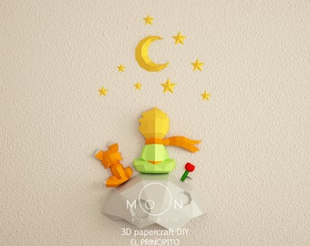 The Little Prince, DIY, Papercraft, PDF, Svg, Dxf, Low Poly, 3D model, Craft, Paper, Movie, Room Decor, Wall Decor