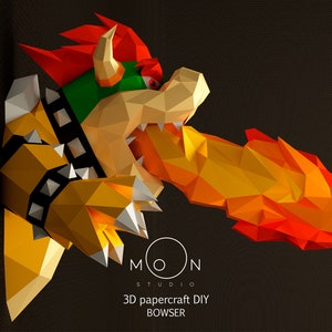 Bowser, DIY, Papercraft, PDF, Svg, Dxf, Low Poly, 3D model, Craft, Paper, M4r10, Movie, Retro Game, Room Decor, Wall Decor