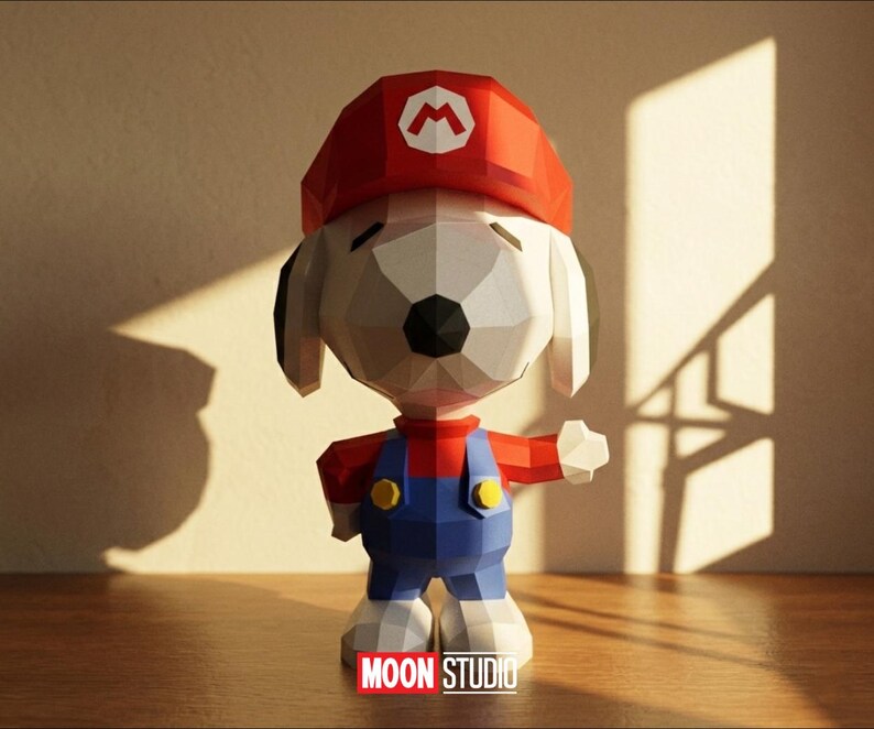 Snoopy M4r10, DIY, Papercraft, Pdf, Svg, Dxf, Low Poly, 3D Model, Craft ...