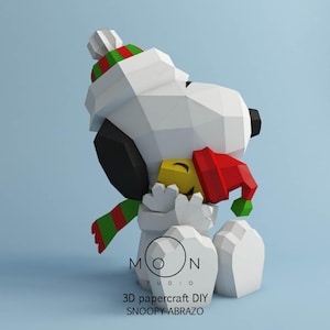Snoopy hug, DIY, Papercraft, pdf, svg, dxf, Low Poly, 3D model, Craft, Cricut, maker, Merry Christmas, December, New Year,