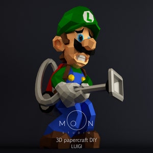 Luigi Mansion, DIY, Papercraft, PDF, Svg, Dxf, Low Poly, 3D model, Craft, Paper, M4r10, Switch, Game Cube, Room Decor