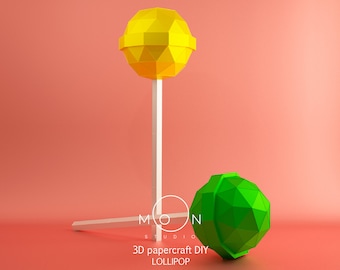 Lollipop, Sweet, Papercraft PDF, Dxf, cameo, SVG Cricut Maker Template, DIY, Low poly Paper, Papercraft 3D, Room Decor