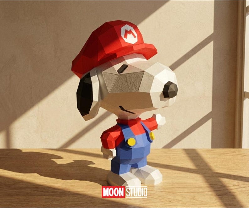 Snoopy M4r10, DIY, Papercraft, Pdf, Svg, Dxf, Low Poly, 3D Model, Craft ...