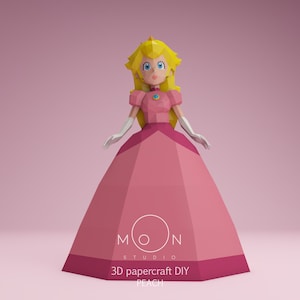 Pêche, Princesse, Bricolage, Papercraft, PDF, Svg, Dxf, Low Poly, Modèle 3D, Artisanat, Papier, M4r10, Jeu rétro, Film, Décoration de chambre, Décoration murale