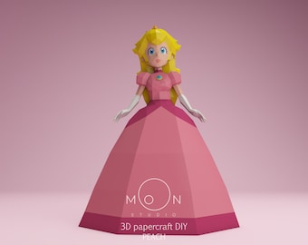 Peach, Princess, DIY, Papercraft, PDF, Svg, Dxf, Low Poly, 3D model, Craft, Paper, M4r10, Retro Game, Movie, Room Decor, Wall Decor