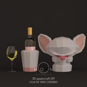 Brain Wine Box, Papercarft, PDF Templates, DIY 3D Model, Low Poly, Pepakura,Craft, Manualidades, Brain, Pinky, Warner Bros, Animation.