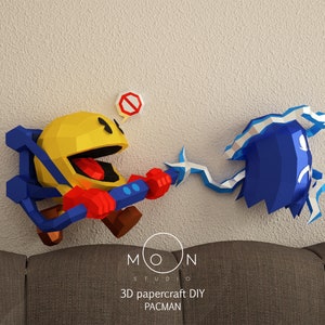 Pacman, DIY, Papercraft, PDF, Svg, Dxf, Low Poly, Cricut, Maker, Cameo, Paper, Ghostbuster, Retro Game, Room Decor, Wall Decor