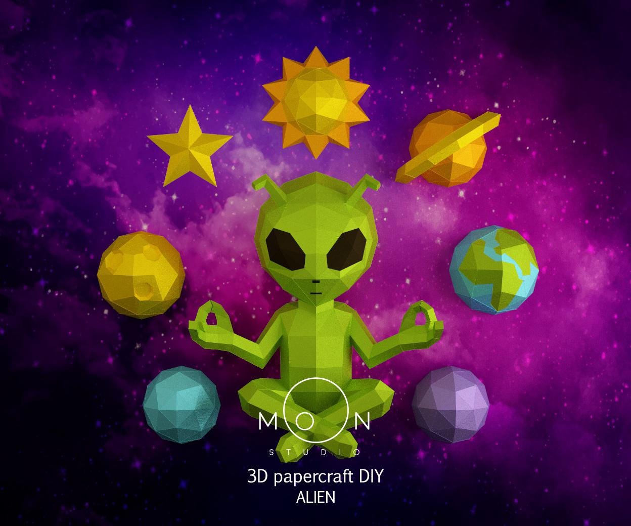 Alien Zen, Papercraft, Paper Art, Geek Decor, DIY Decor, PDF, Cricut ...