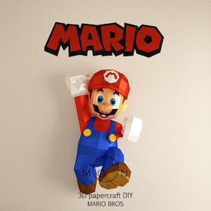 Mario Bros, DIY, Papercraft, PDF, Svg, Dxf, Low Poly, 3D-Modell, Basteln, Papier, M4r10, Retro-Spiel, Nes, Snes, GBA, Gb