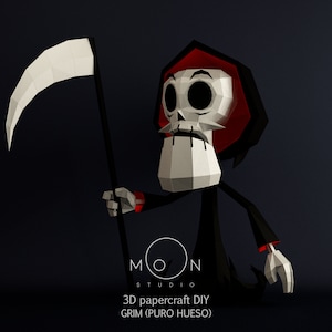 Grim, DIY, Papercraft, Low Poly, 3D model, Paper, DXF, SVG, Halloween, Series, Tv, Animation, Pure Bone