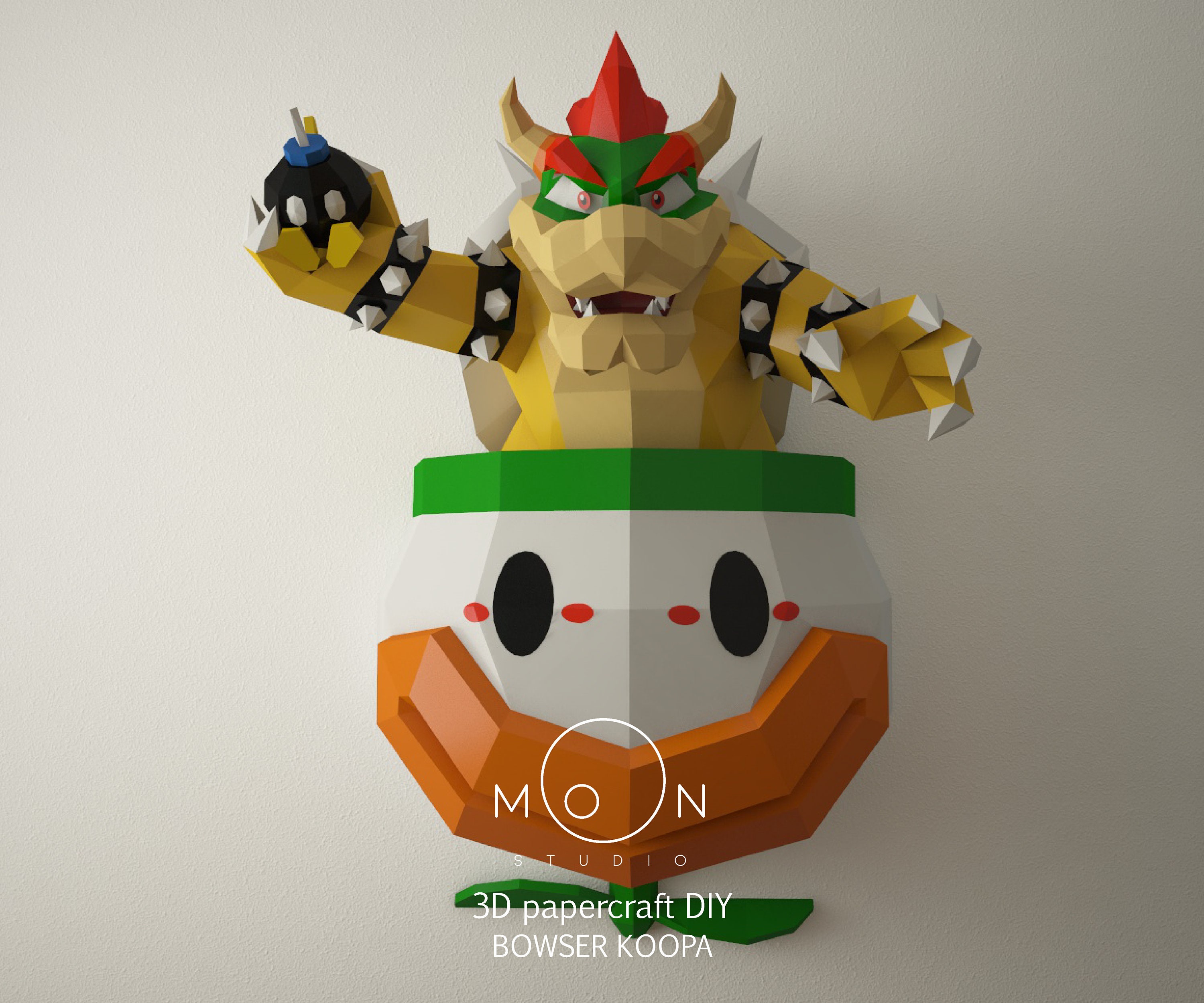 Bowser Koopa, Wall Papercraft PDF, Dxf, Cameo, Svg, DIY, Low