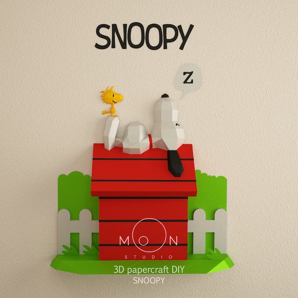 Snoopy, DIY, Papercraft, PDF, Svg, Dxf, Low Poly, 3D model, Craft, Paper, TV, Series, Room Decor, Wall Decor