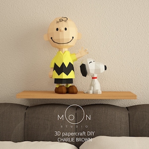 SNOOPY - ふっさん Determined papier-mâché チャーリー Charlie Brown, DIY, Papercraft, PDF, Svg, Dxf, Low Poly