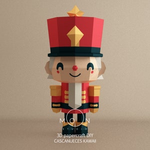 Kawaii Nussknacker, DIY, Papercraft, PDF, Svg, Dxf, Low Poly, 3D-Modell, Basteln, Papier, Frohe Weihnachten, Dezember, Neujahr, Raumdekoration