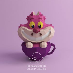 Cheshire Candy, DIY, Papercraft, PDF, Svg, Dxf, Low Poly, Cricut, Maker, Cameo, Paper, Sweets, Candy, Wonderland, Moon Studio