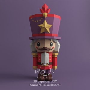 Kawaii Casse-Noisette v3, DIY, Papercraft, PDF, Svg, Dxf, Low Poly, modèle 3D, Artisanat, Papier, Joyeux Noël, Décembre, Nouvel An, Room Decor
