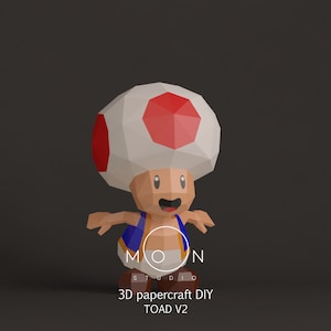 Toad v2, Papercraft PDF, Dxf, cameo, SVG Cricut Maker Template, DIY, Low poly Paper, Papercraft 3D, Room Decor, Nes, Snes, Videogames