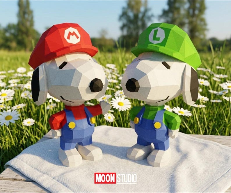 Snoopy M4r10, DIY, Papercraft, Pdf, Svg, Dxf, Low Poly, 3D Model, Craft ...