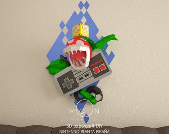 Joystick N1nt3d0, Piranha Plant, DIY, Papercraft, PDF, Svg, Dxf, Low Poly, 3D model, Craft, Paper, M4r10, Retro Game, Nes, Snes, GBA, Gb