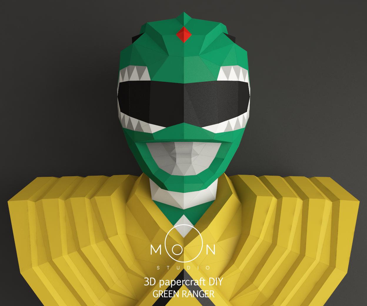 Green Ranger, DIY, Papercraft, PDF, Svg, Dxf, Low Poly, Cricut, Maker ...