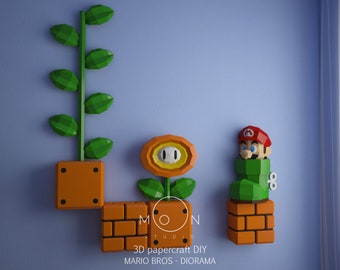 M4r10 Br05, DIY, Papercraft, PDF, Svg, Dxf, Low Poly, 3D model, Craft, Paper, Nes, Snes, Retro Game, Movie, Room Decor, Wall Decor