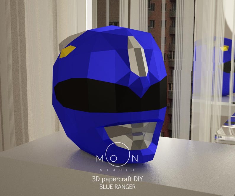 Blue Ranger, DIY, Papercraft, PDF, Svg, Dxf, Low Poly, Cricut, Maker ...