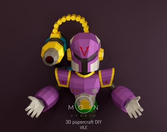 Vile, DIY, Papercraft, Low Poly, 3D model, Craft, Paper, DXF, SVG, Snes, Nes, Retro Game, Console, Room Decor