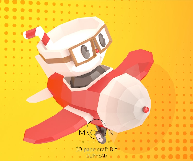Cuphead, Diy, Papercraft, Low Poly, Dxf, Svg, Paper, 3D Model, Room ...