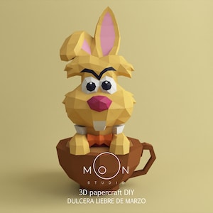 Sweet March Hare, DIY, Papercraft, PDF, Svg, Dxf, Low Poly, Cricut, Maker, Cameo, Paper, Sweets, Candy, Wonderland, Moon Studio