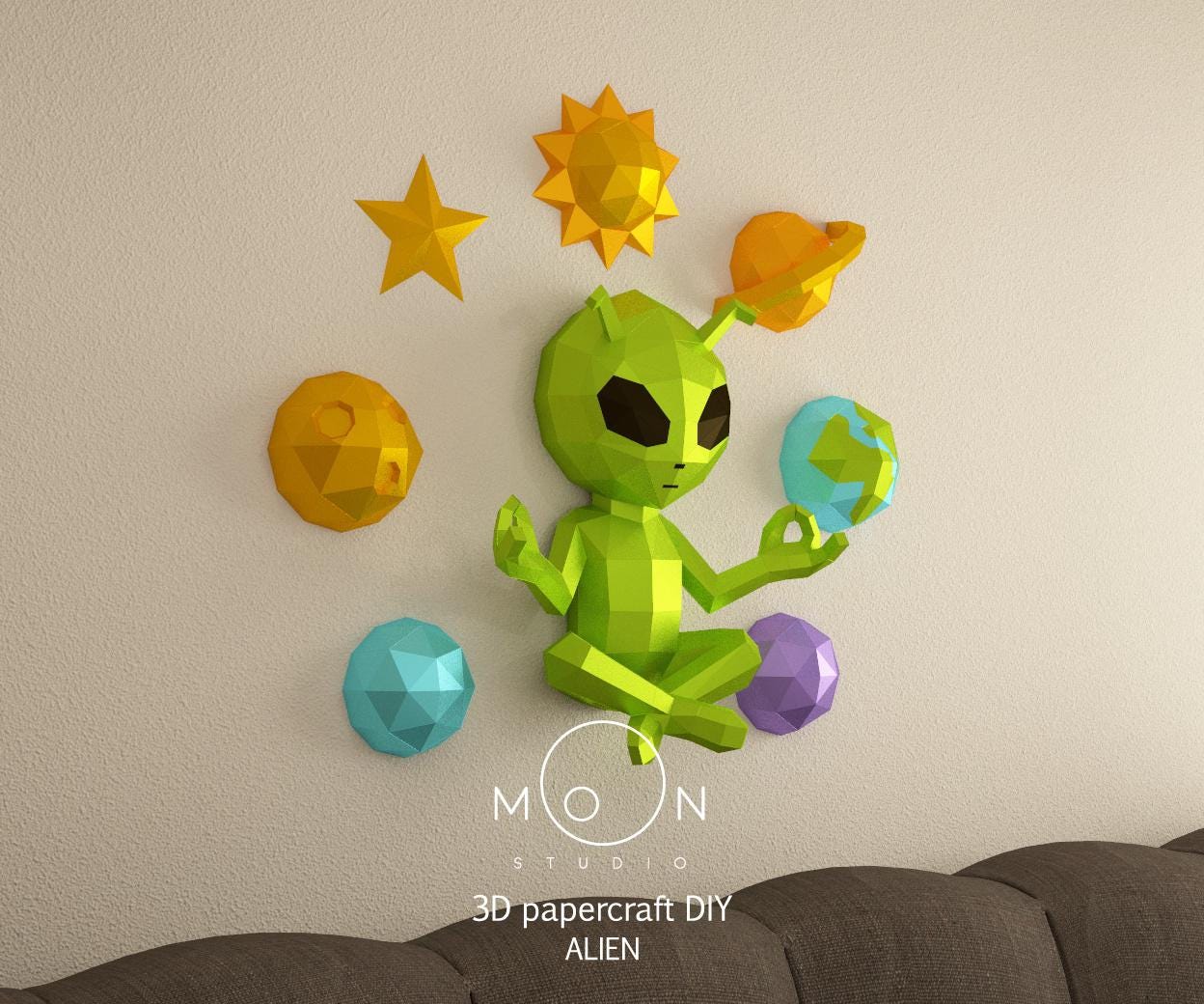 Alien Zen, Papercraft, Paper Art, Geek Decor, DIY Decor, PDF, Cricut ...