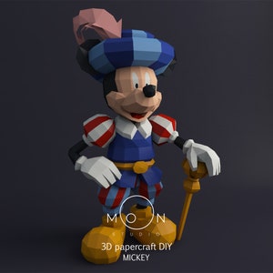 Mickey, DIY, Papercraft, PDF, Svg, Dxf, Low Poly, 3D model, Craft, Paper, D1sn3y, Room Decor