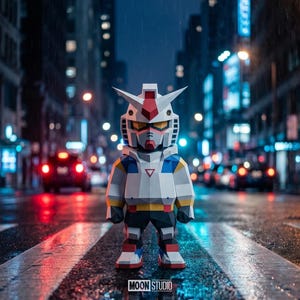 Urban Gundam, Papercraft, Gundam Art, DIY Project, Silhouette Cameo, Cricut Maker, Paper Art, 3D Design, Mecha Anime, Low Poly, Moon Studio