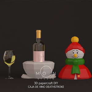 Snowman Wine Box, Papercraft, PDF Templates, DIY 3D Model, Low Poly, Pepakura, Craft, Happy Christmas, December, Snow, New Year.
