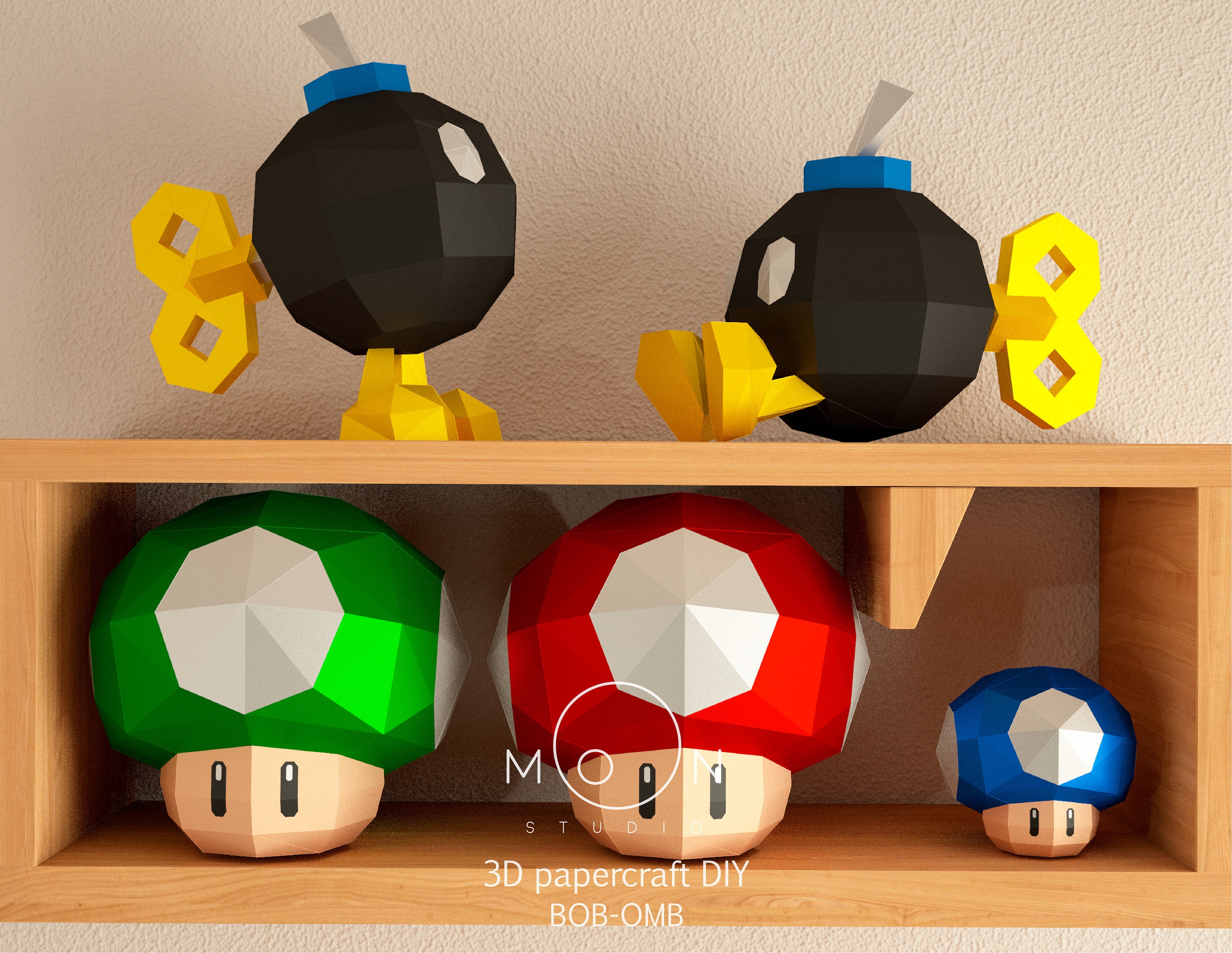 Bob-omb, DIY, Papercraft, PDF, Svg, Dxf, Low Poly, 3D Model, Craft, Paper,  M4r10, Retro Game, Nes, Snes, GBA, Gb, Room Decor - Etsy, image size:3000x2319