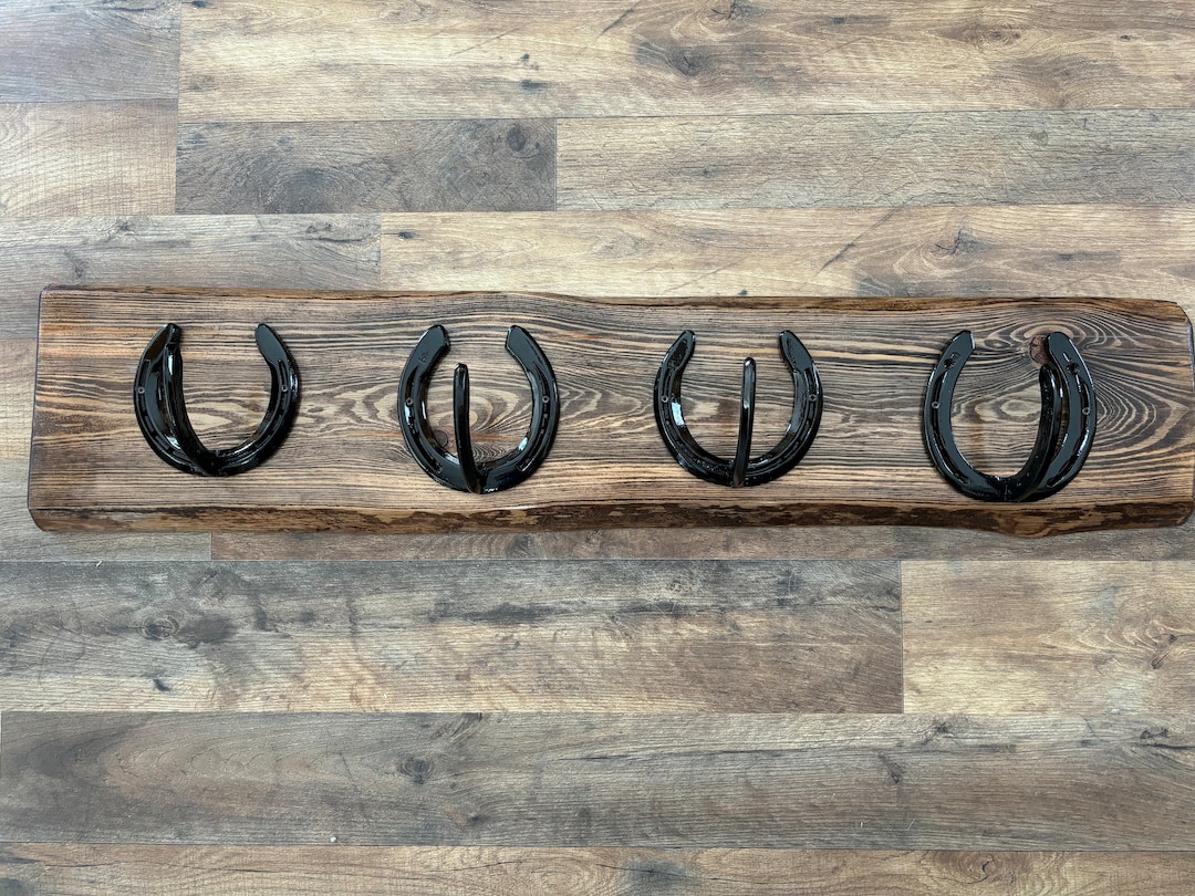 Cast Iron Double Horseshoe Coat Hook - Decorative Wall Hanger For Hats, Coats, & Towels