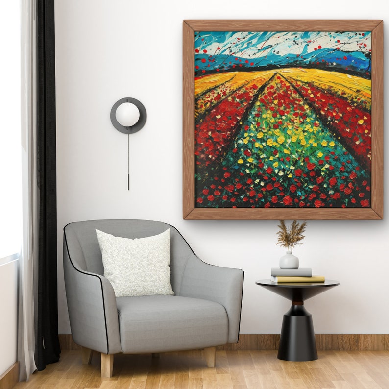 Oil Painting Rose Fields Unique Wall Art Prints for Home Set of 5 ...