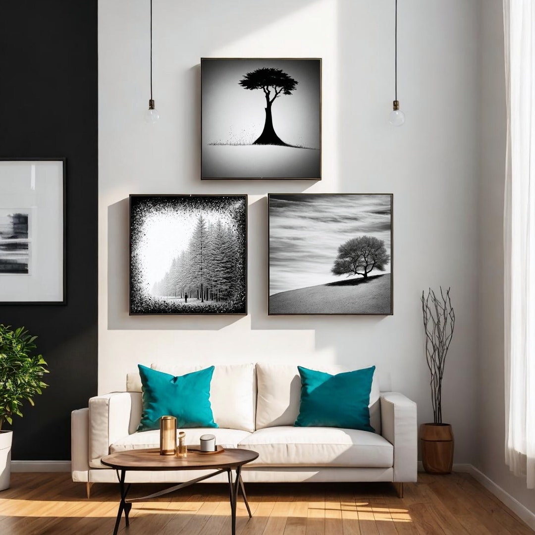 Unique Wall Art Prints for Home Set of 4 Stunning Black and Etsy