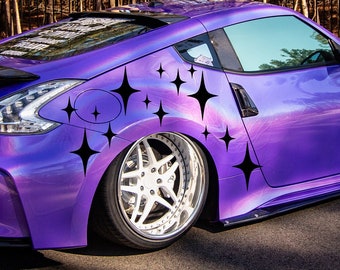 Calcomanía para coche JDM Star Sparkle: diseño holográfico de aceite (paquete de 16)