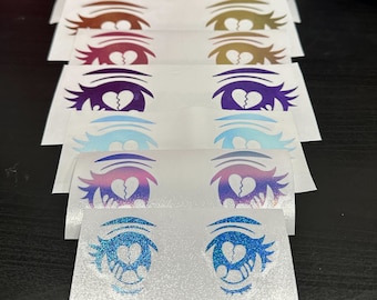JDM Gebrochenes Herz Anime Augen holographisch, Ölpest, Perle, Glitzer-Autoaufkleber-Abziehbild