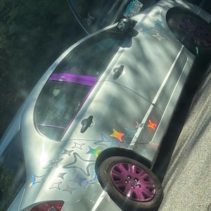 JDM Bubble Star Sparkle Car Decal: Holographic Oil Slick Livery (16 Pack)